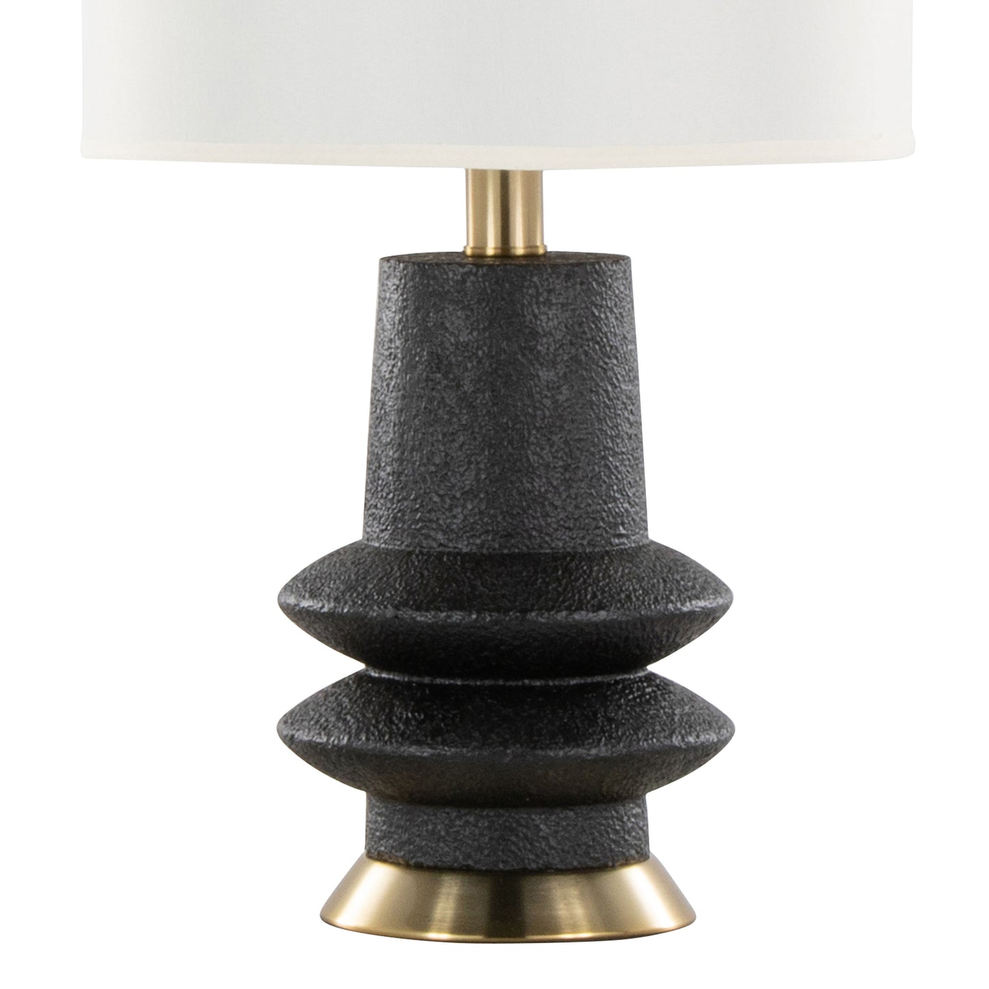 Lloyd 26" Contemporary Polyresin Table Lamp in Sanded Matte Black Polyresin, Modern Brass and White Linen Shade from Grandview Gallery by LumiSource - Set of 2