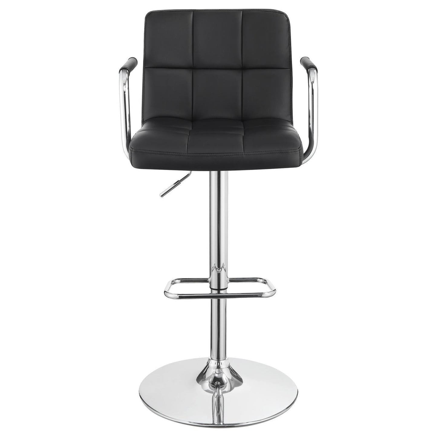 Black and Chrome Adjustable Bar Stool with Arms