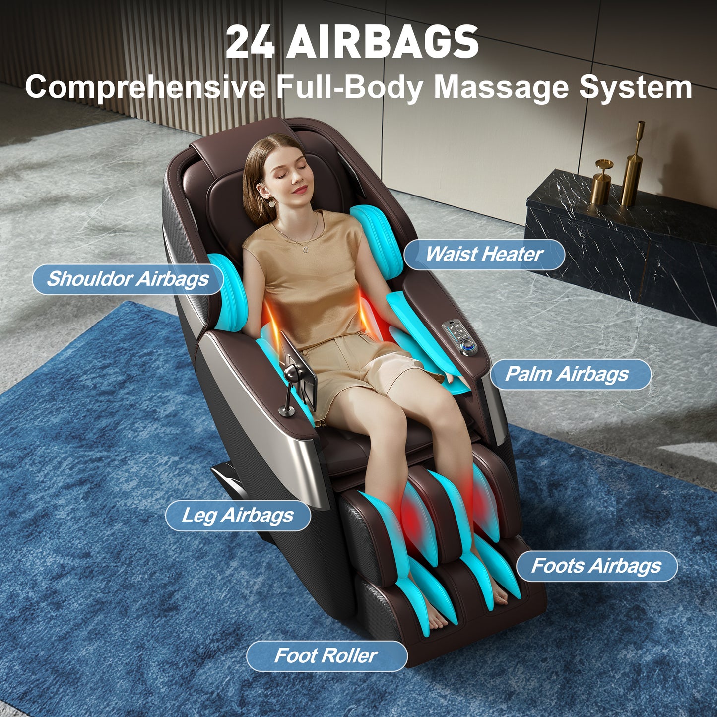 Deluxe Massage Chair Full Body - 3D SL Track Zero Gravity Massage Chair Recliner with Calf and Foot Rollers, AI Voice Control, LCD Screen, Quick Access Buttons (Grey)