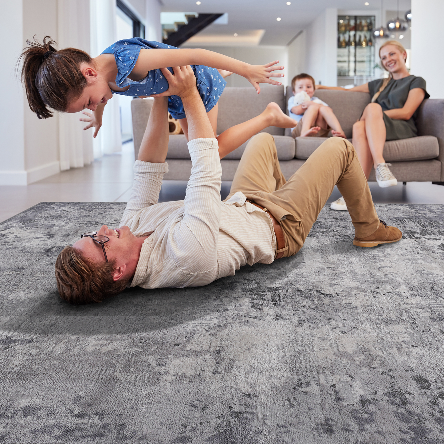 5X7 Light Grey/Abstract Non-Shedding Living Room Bedroom Dining Home Office Stylish and Stain Resistant Area Rug