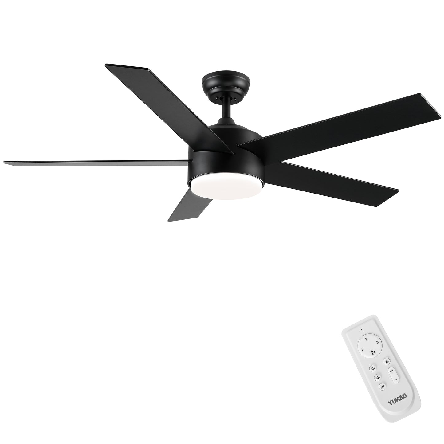 52 inch indoor 5 plywood black ceiling fan with light