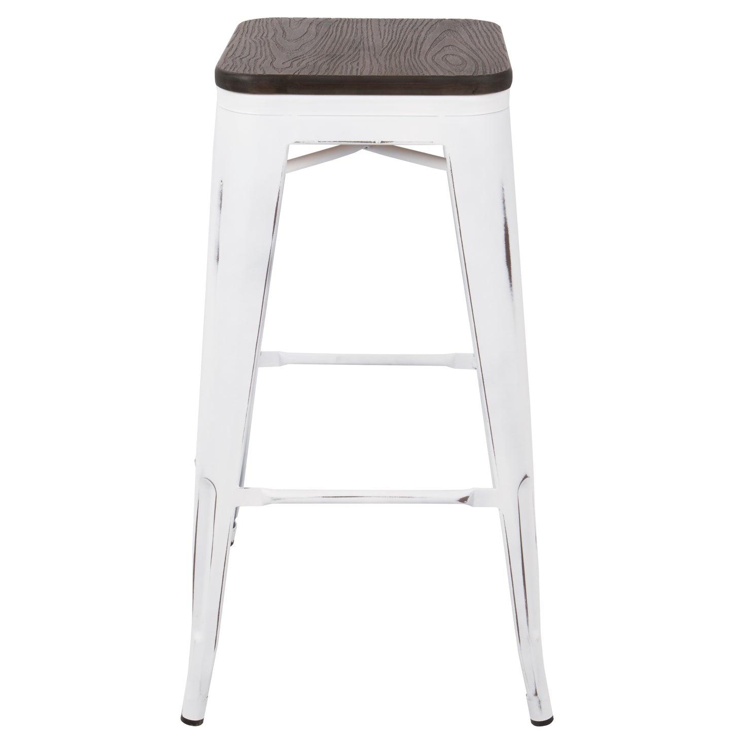 Oregon Industrial Stackable Barstool in Vintage White and Espresso by LumiSource - Set of 2