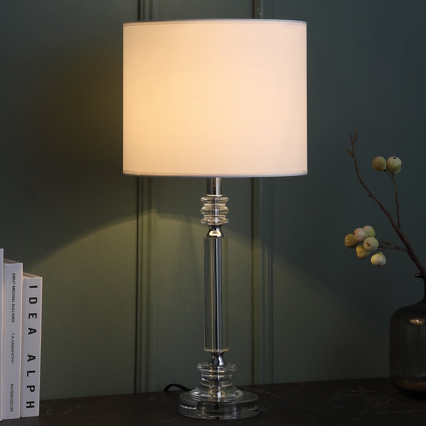 24.5" In Mitz Cut Crystal Column Modern Table Lamp