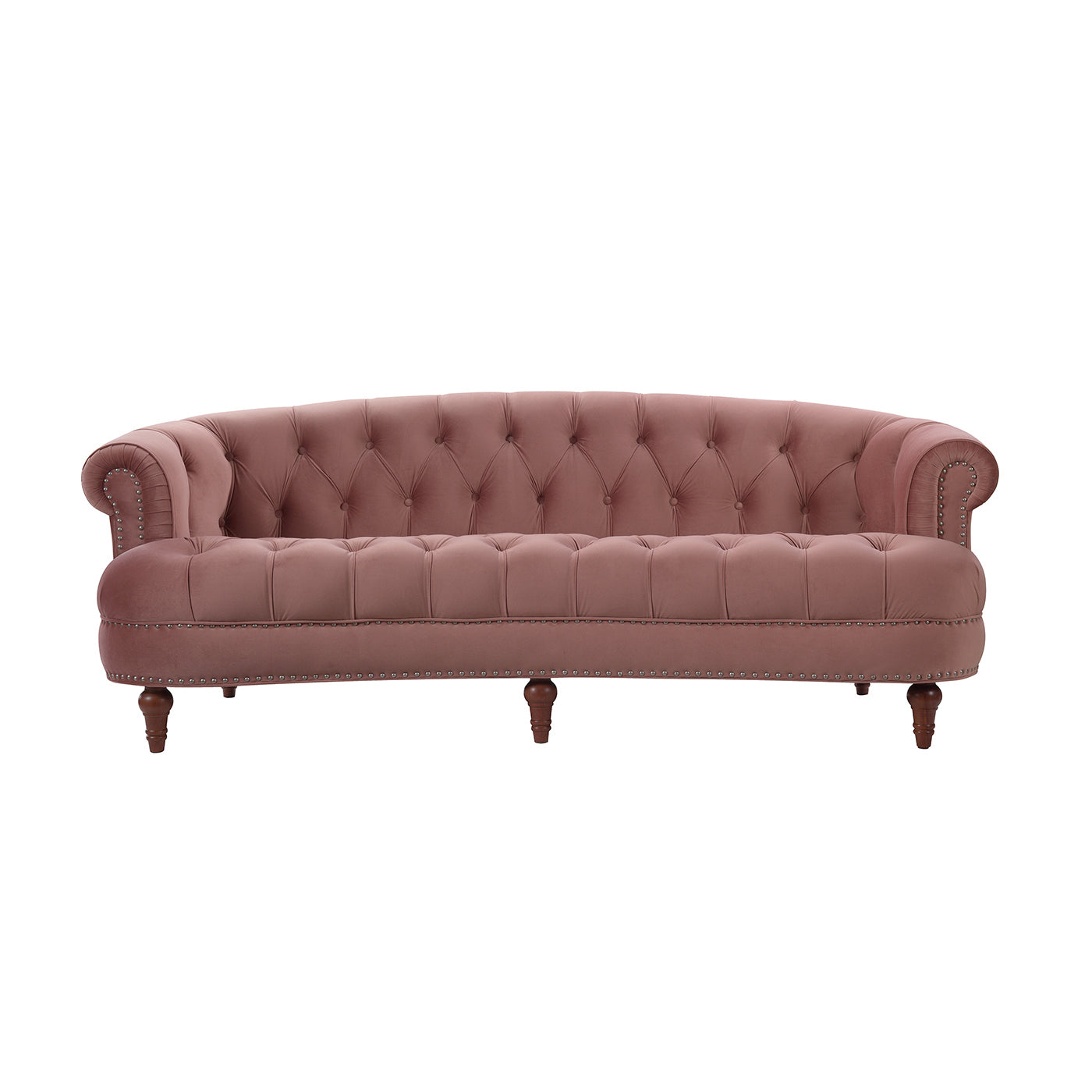 La Rosa Victorian Chesterfield Tufted Sofa, Ash Rose Pink Velvet