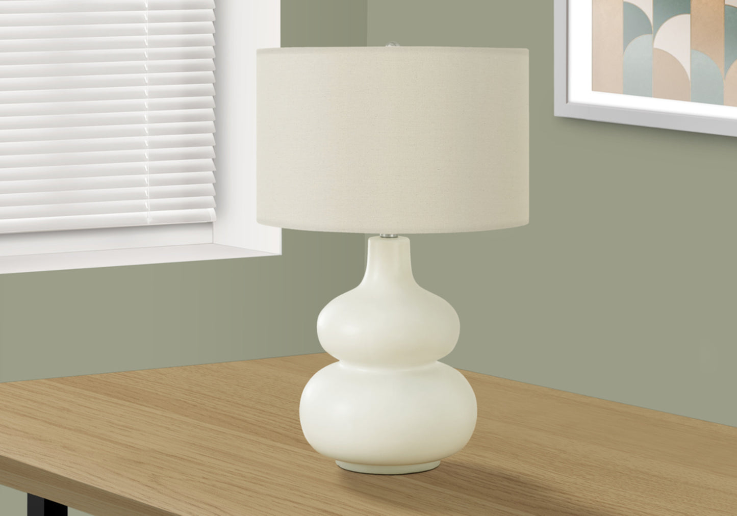 Lighting, 25"h, Table Lamp, Ivory / Cream Shade, Cream Ceramic, Contemporary