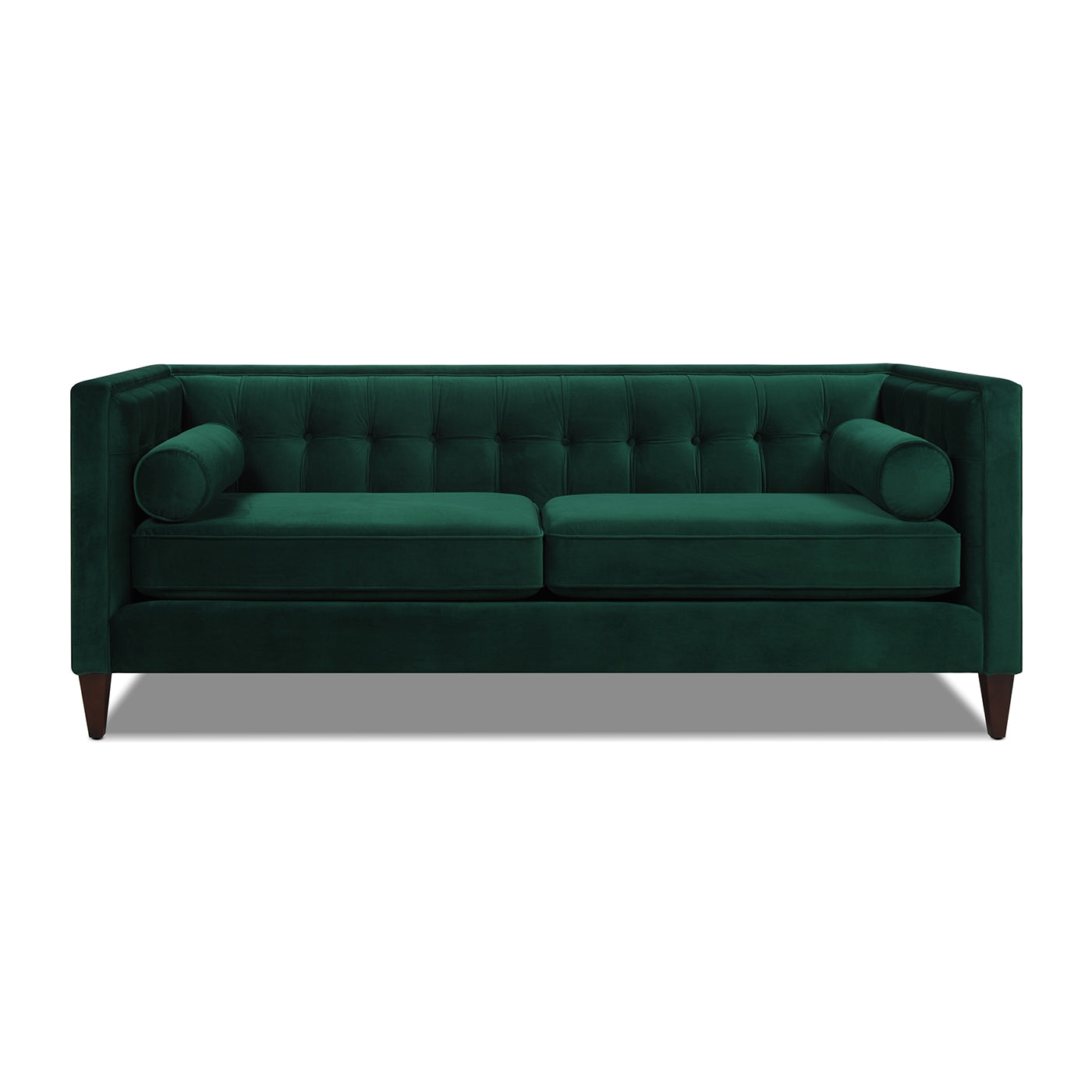 Jack 84" Modern Tuxedo Tufted Sofa, Evergreen Velvet