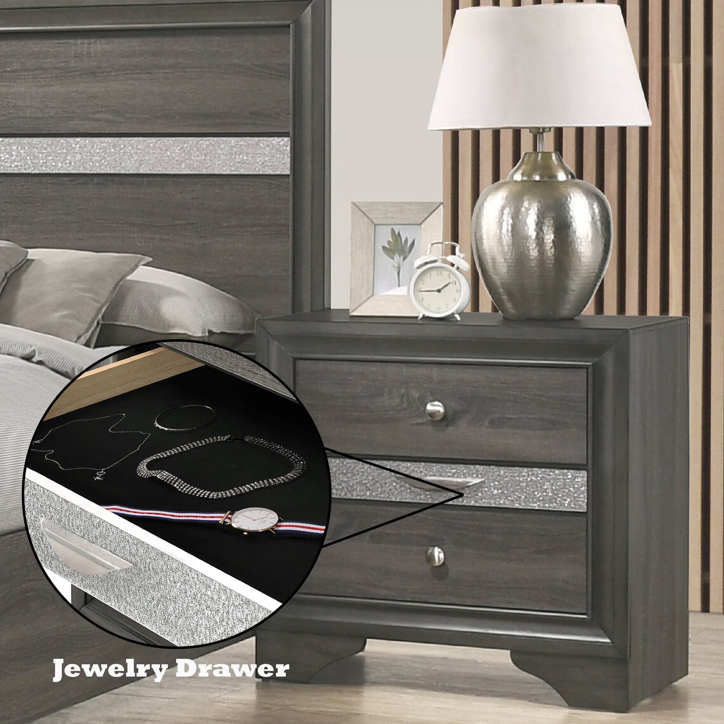 Naima Gray Finish Nightstand
