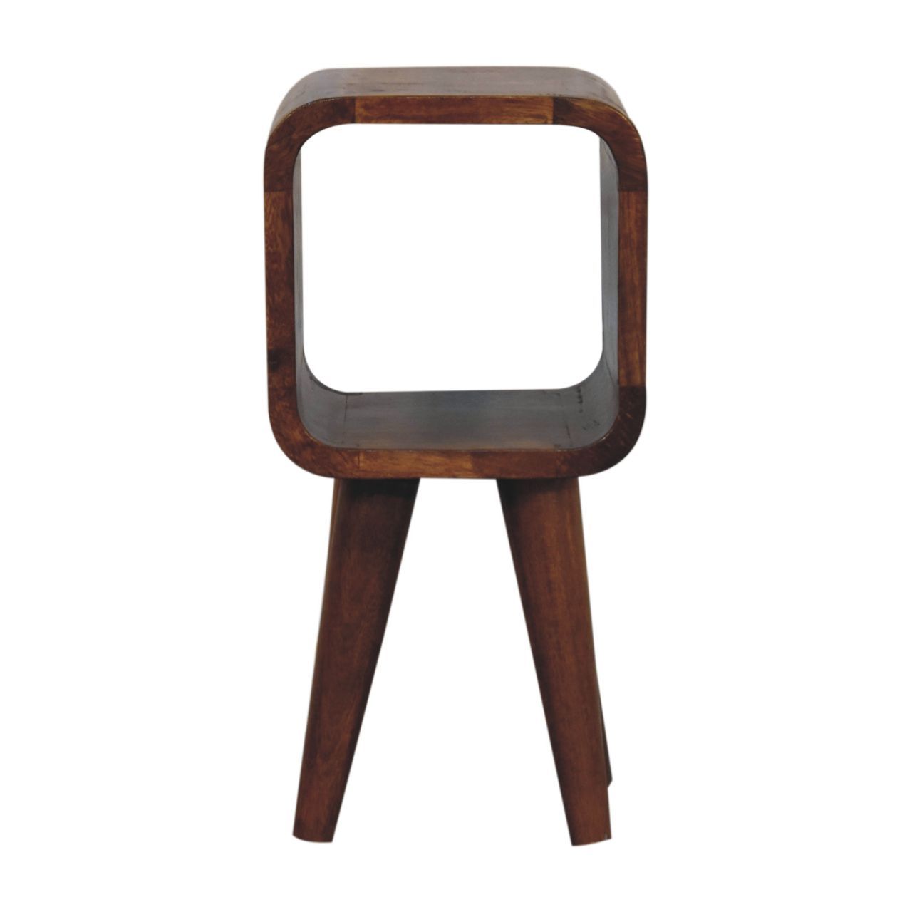 Solid Wood Extra Mini Minimalist Open Curved Chestnut Bedside
