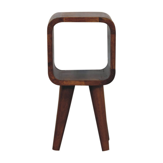 Solid Wood Extra Mini Minimalist Open Curved Chestnut Bedside