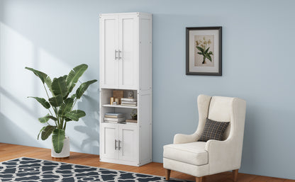 Queen Size Murphy Bed with 2 Side Cabinet Storage Shelves, 68-inch Cabinet Bed Folding Wall Bed with Desk Combo Perfect for Guest Room, Study, Office,White(old sku:BS400192AAC)