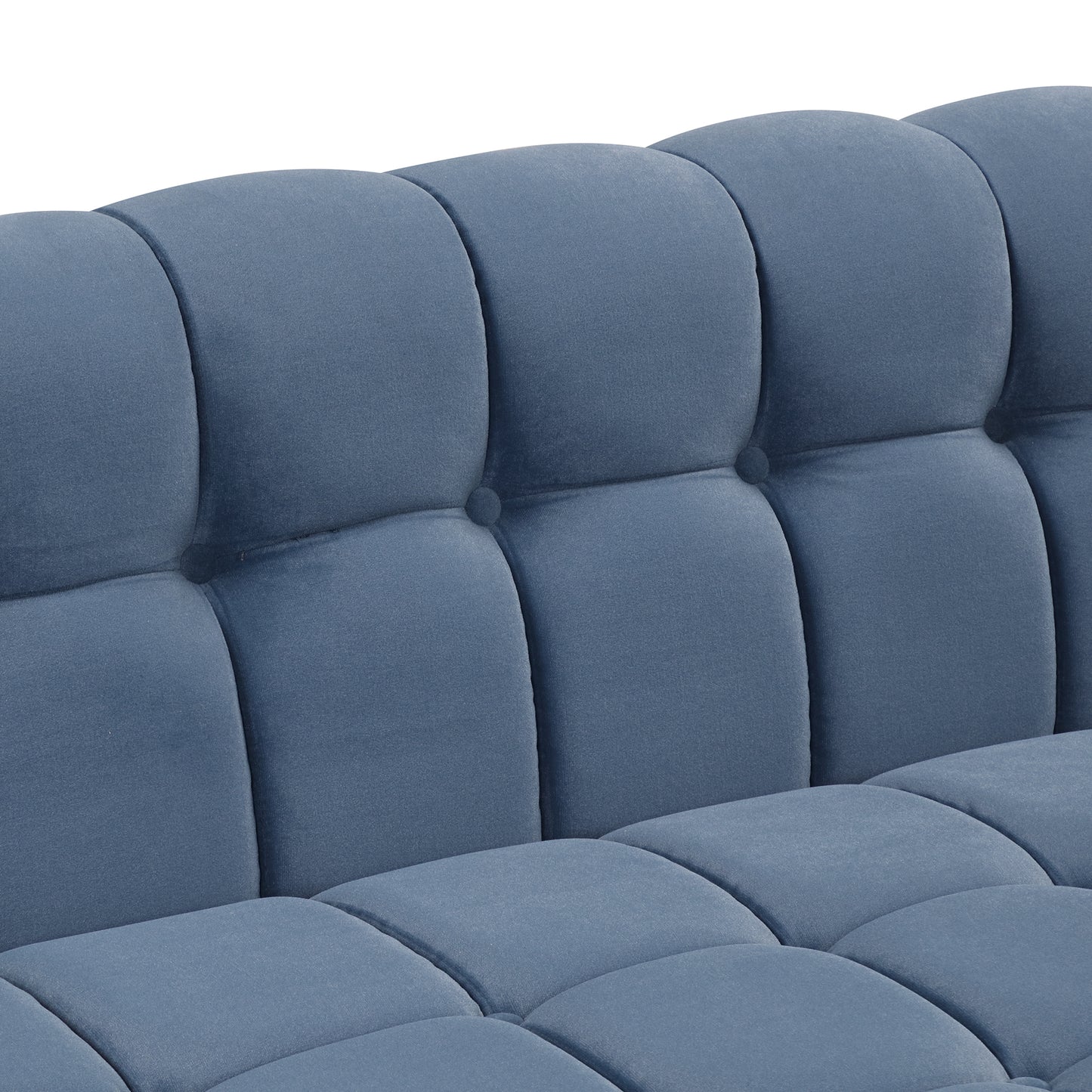 42" Modern Sofa Dutch Fluff Upholstered sofa with solid wood legs, buttoned tufted backrest,blue