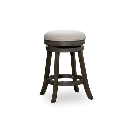 24" Counter Stool, Weathered Gray Finish, Charcoal Fabric Seat