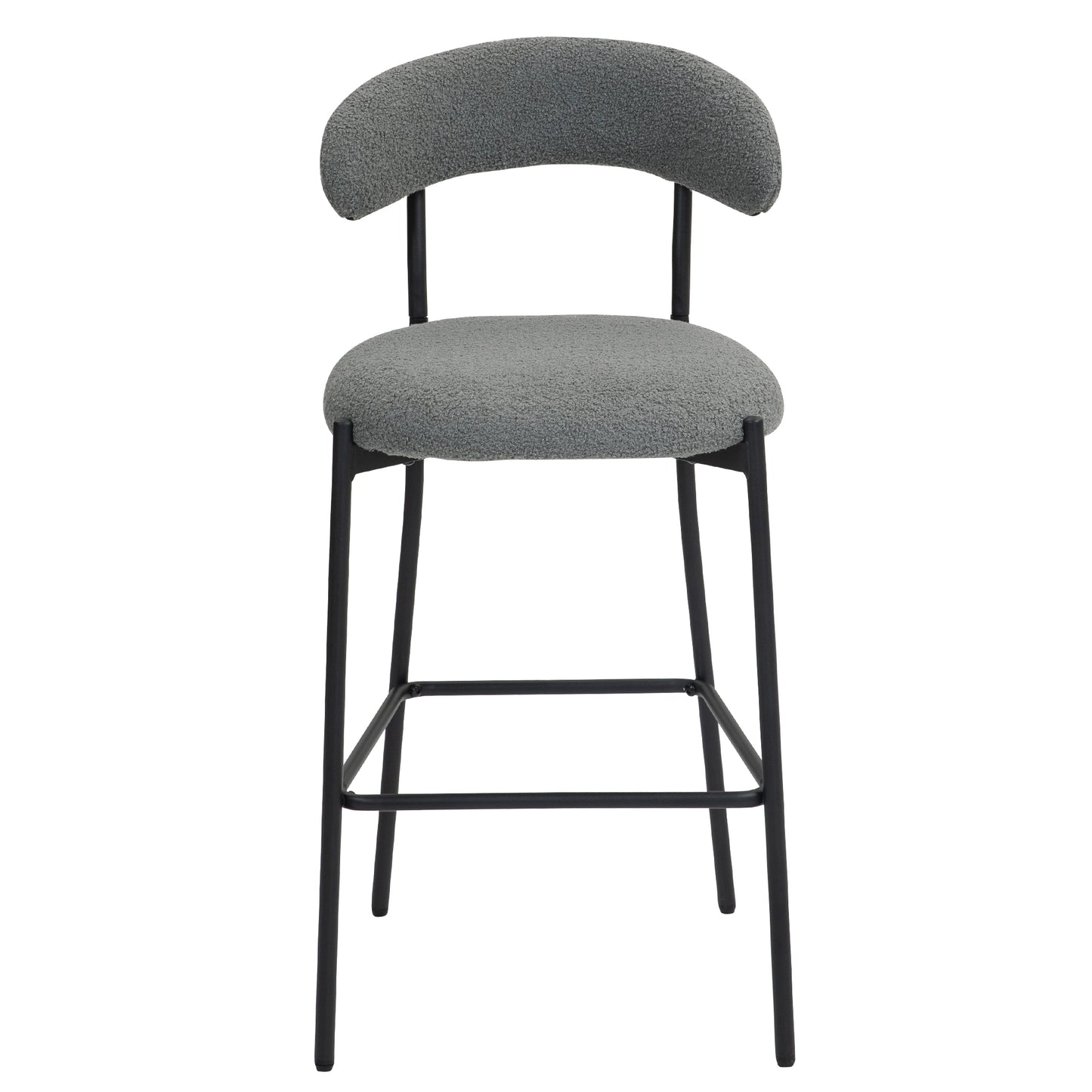 26'' Counter height bar stools Teddy fabric cover kitchen island counter bar stool with black powder coating base and footrest(Grey)