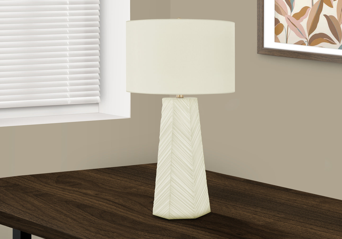 Lighting, 29"h, Table Lamp, White Ceramic, Ivory / Cream Shade, Contemporary