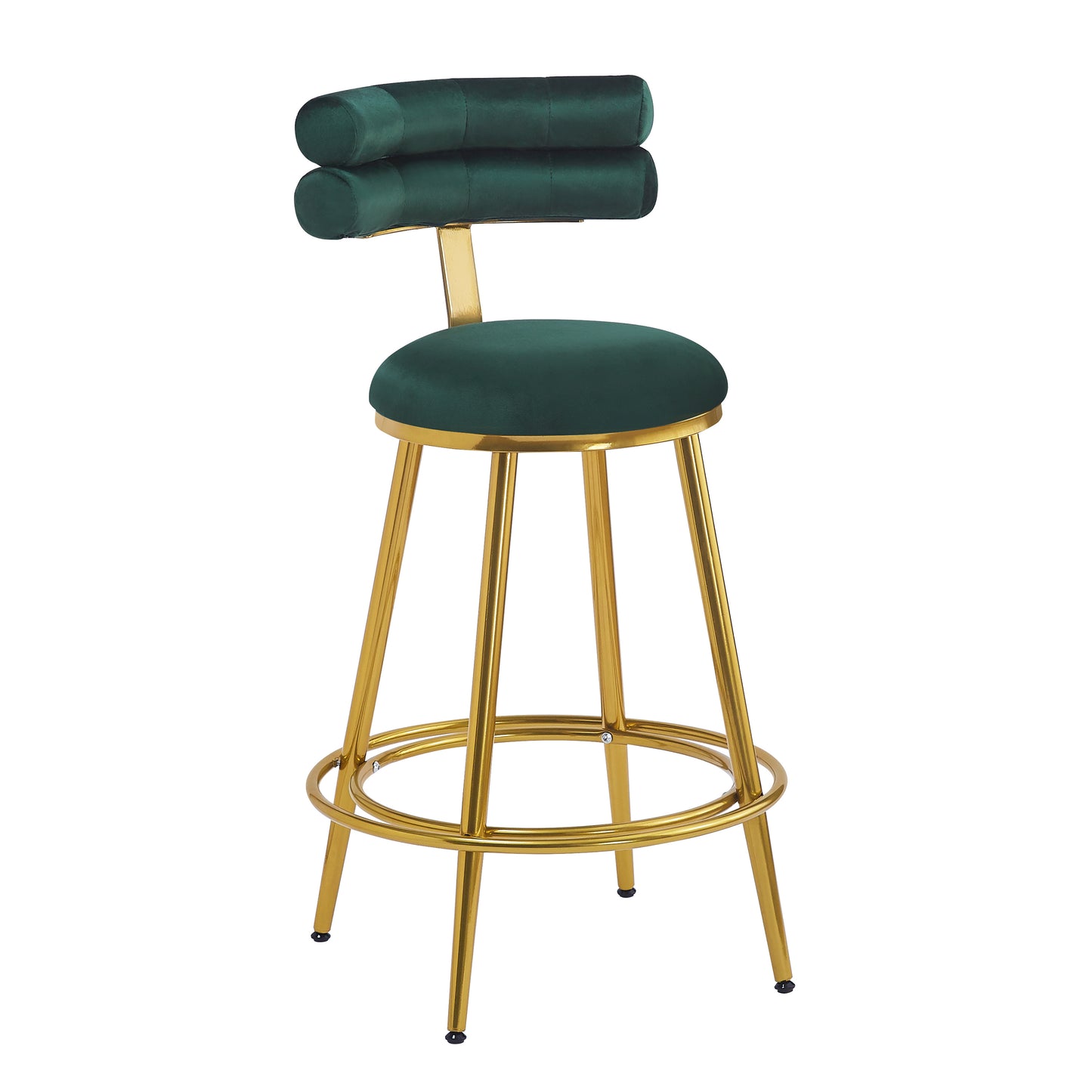 27.65'' Modern Counter Stools Set of 2,Dark green  velvet Counter Stools with iron Frame,Soft back and cushion,Footrest,suitable for Kitchen/Bedroom/Dining Room