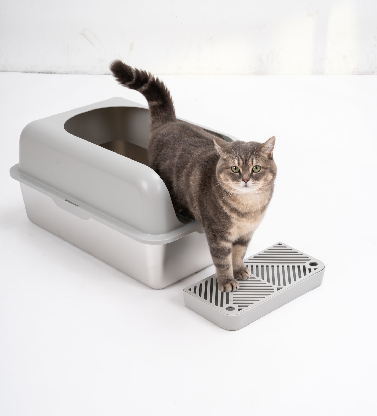 Enclosed Stainless Steel Cat Litter Box with Lid Extra Large, Litter Box for Big Cats XL Metal Litter Pan Tray with High Wall Sides Enclosure, Non-Sticky, Anti-Leakage, Easy Clean, Xmas Christmas Gift