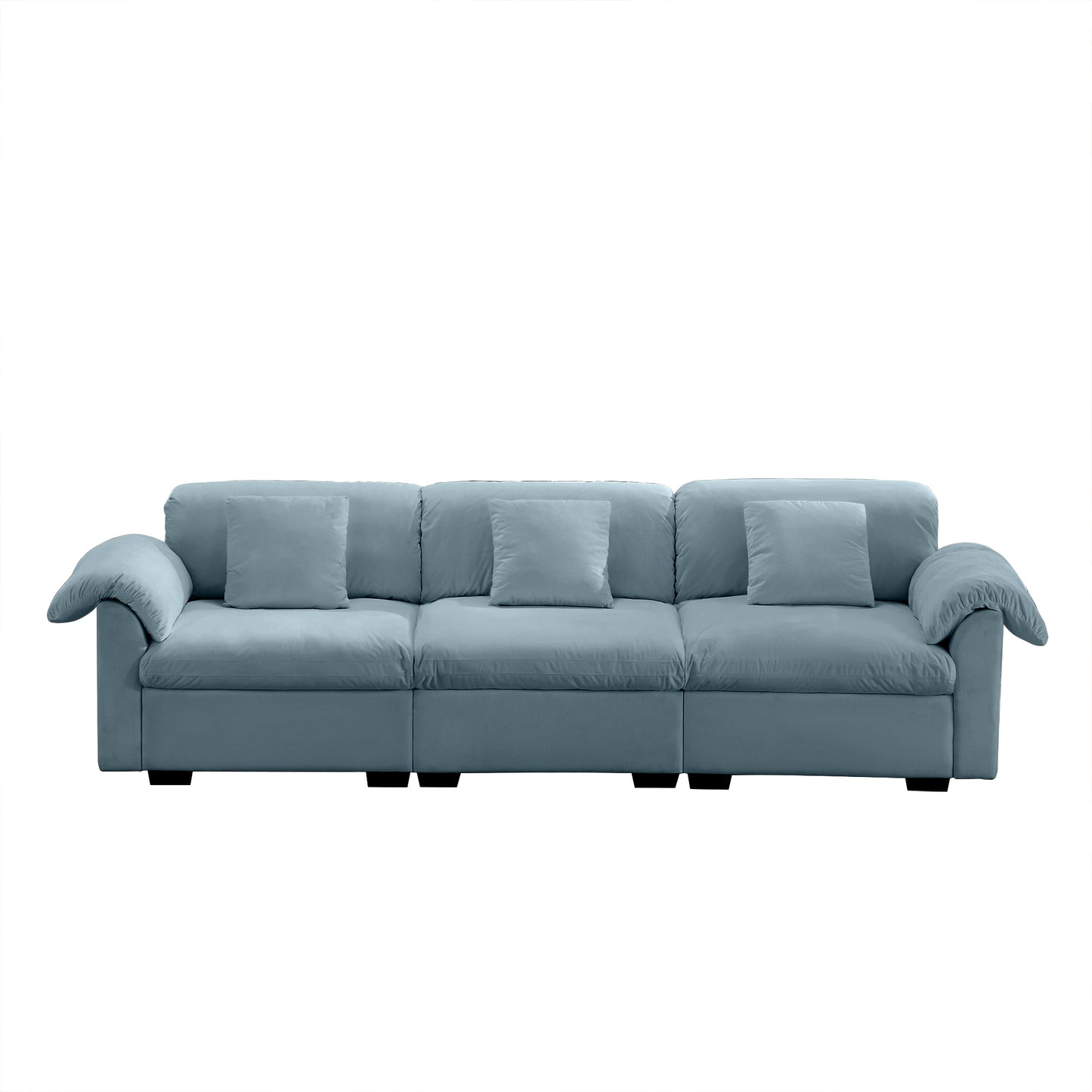 Extra Large 3 - Seat Modern Velvet Sofa With Storage Function Under Each Seat, Oversize Sofa Clould Like Deep Seat Couch with Comfortable Seat and Back Support, 3 Seater Sofa with Fluffy Armrest Pillo