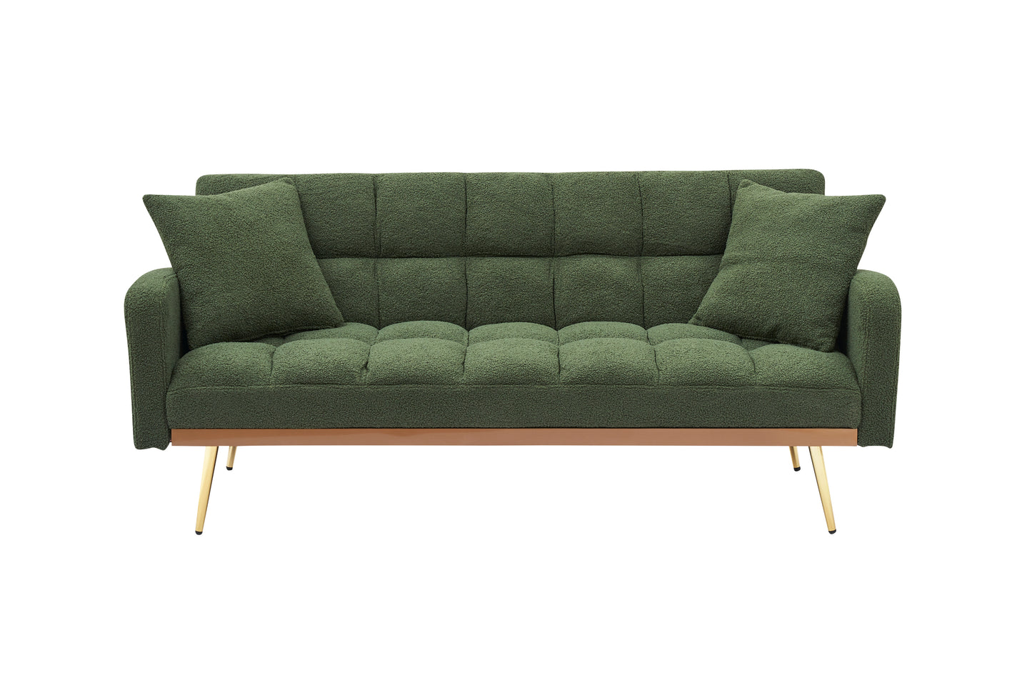 69 "green sofa bed, adjustable sofa teddy 2 throw pillows