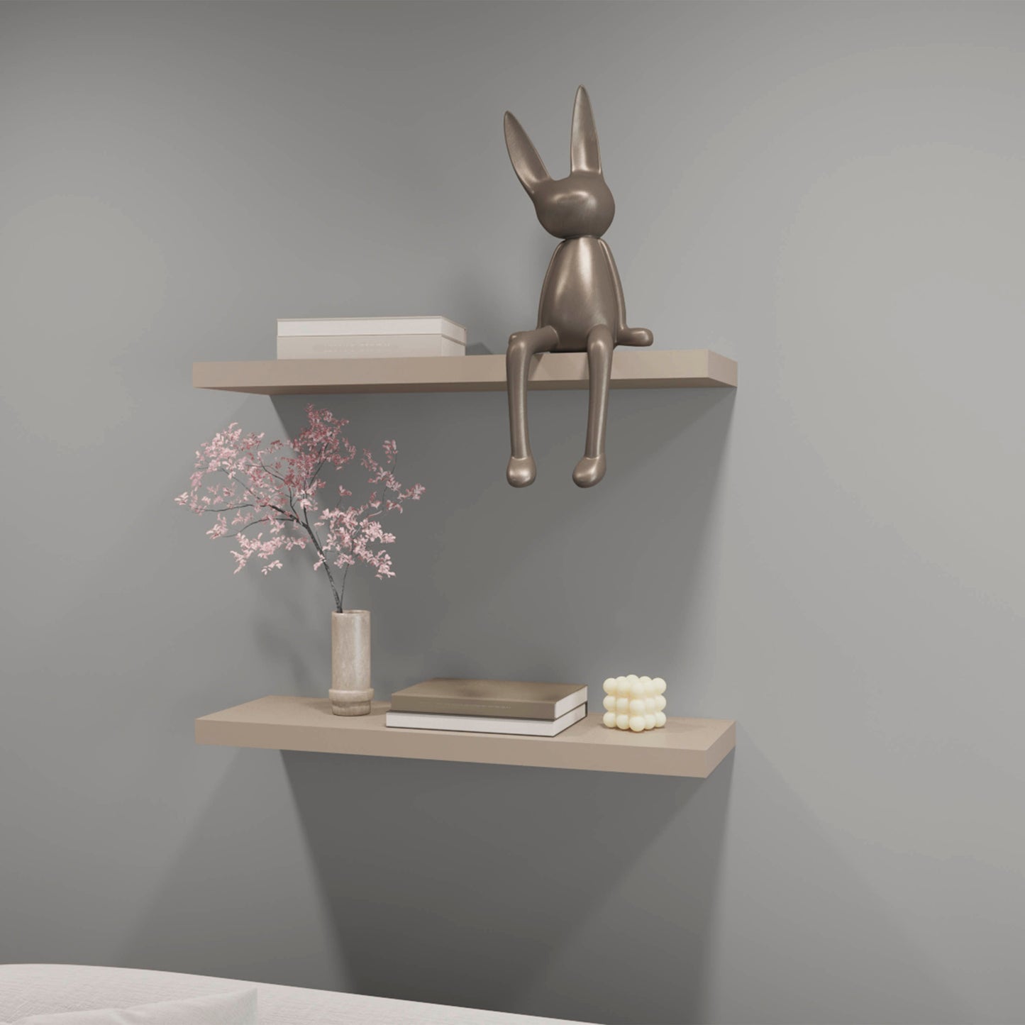 Iva Floating Shelf in Melamine x2, Taupe