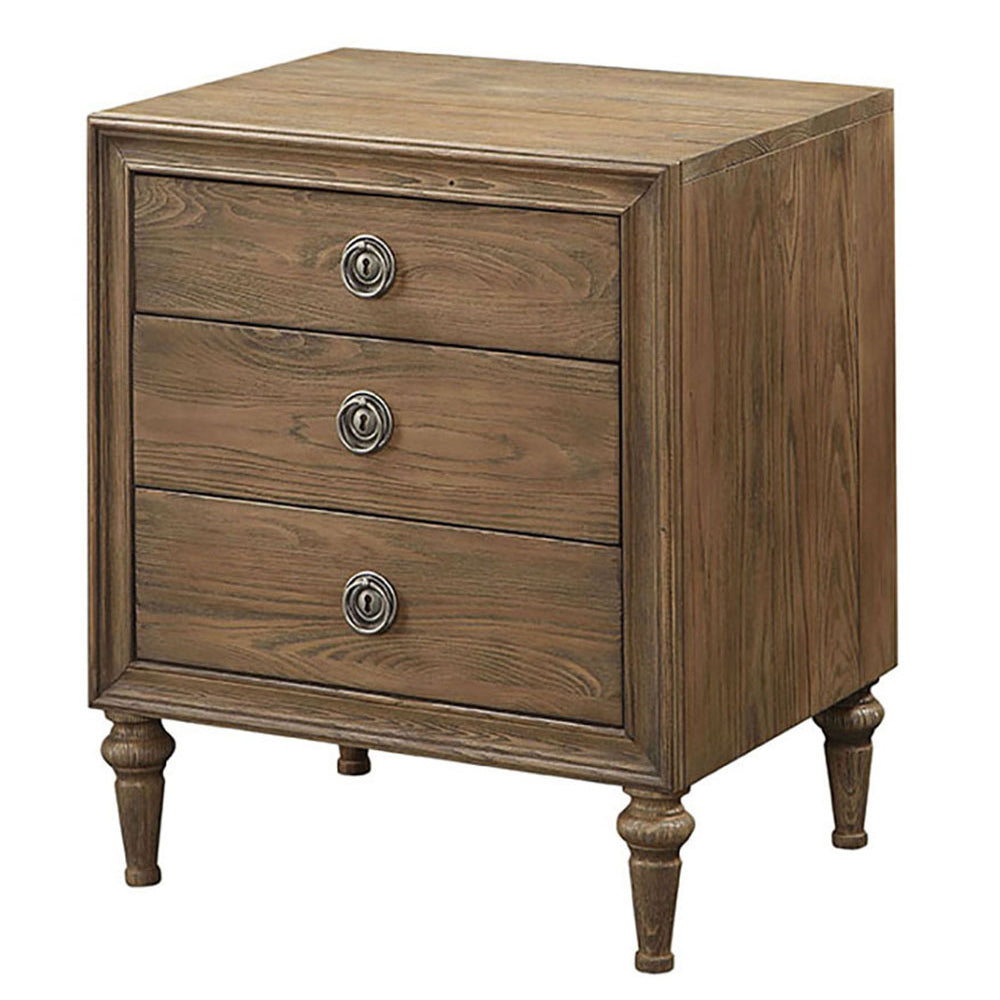 Reclaimed Oak Nightstand with 3-Drawer