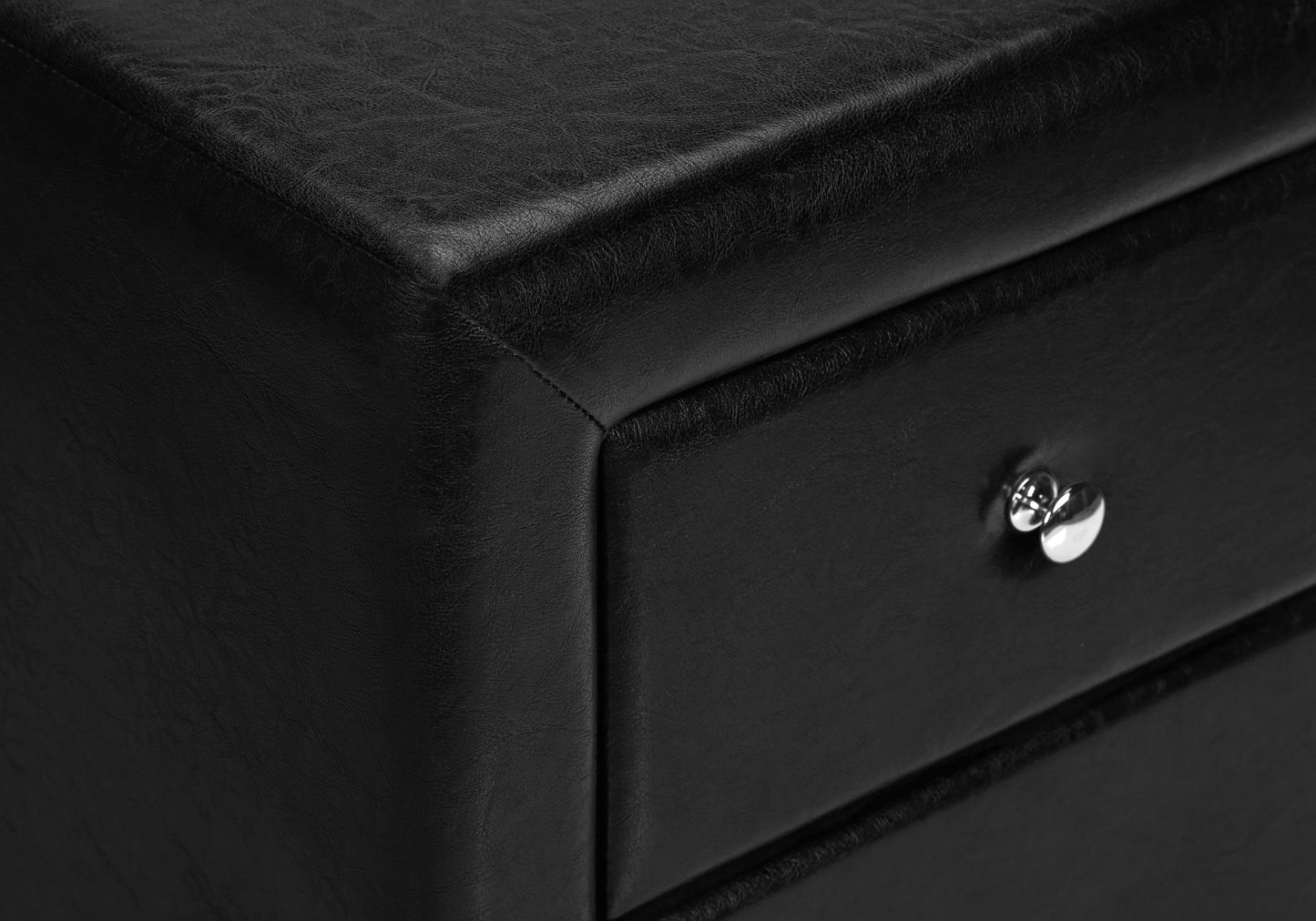 Nightstand, Nightstand, End, Side, Lamp, Storage Drawer, Bedroom, Upholstered, Black Leather Look, Transitional