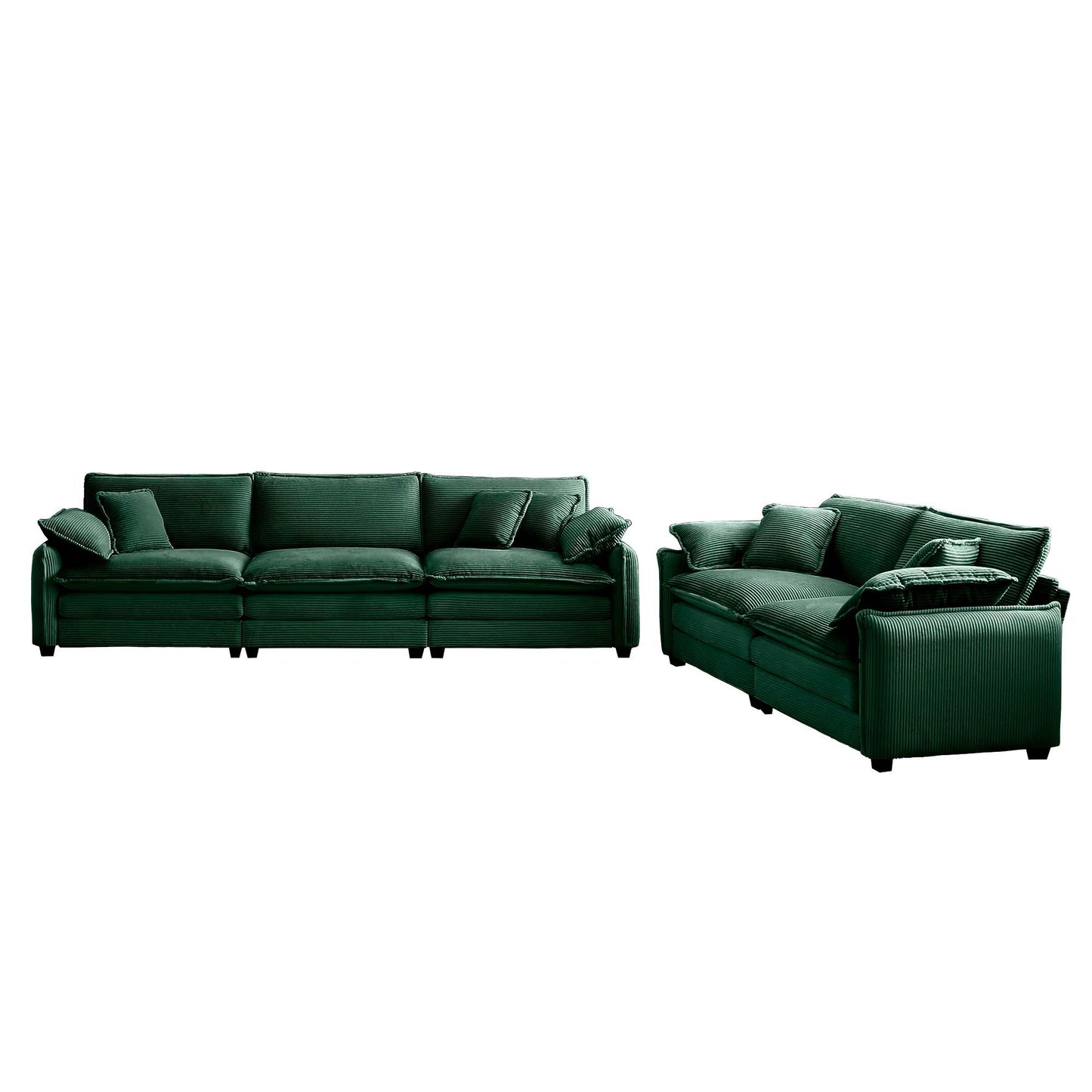 Family sofa set Deep Seat Sofa, Warm Sofa for Home Cinema and Living Room, One 2-Seater Sofa and One 3-Seater Sofa,Green Corduroy