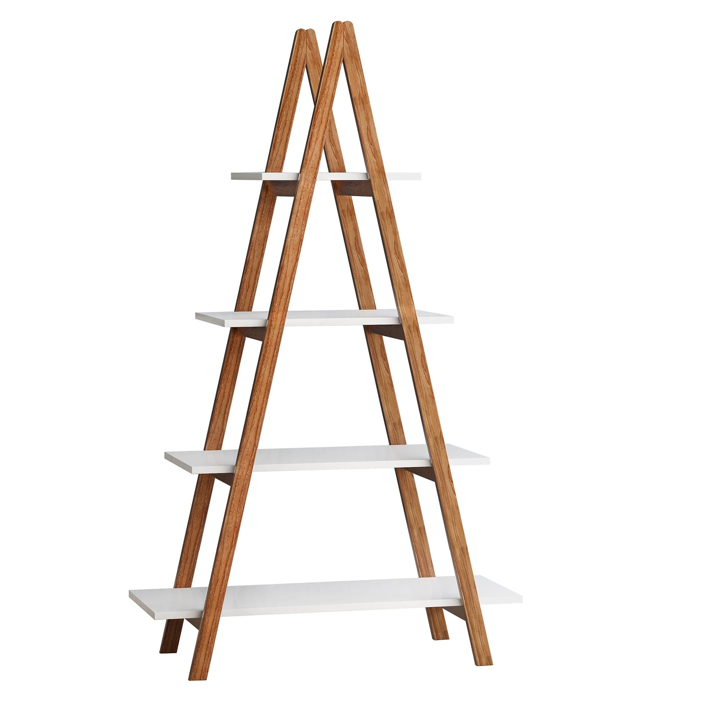Solid bamboo wood oxford "A" frame ladder display bookshelf