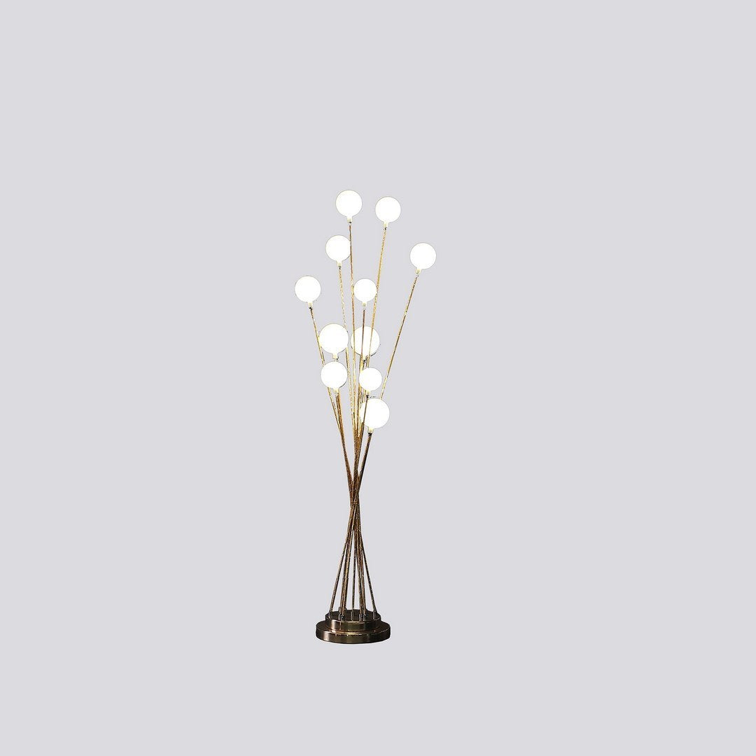 46" In 11-Light Acrylic Globe Aluminun Led Chrysanthe Yellow Gold Metal Floor Lamp