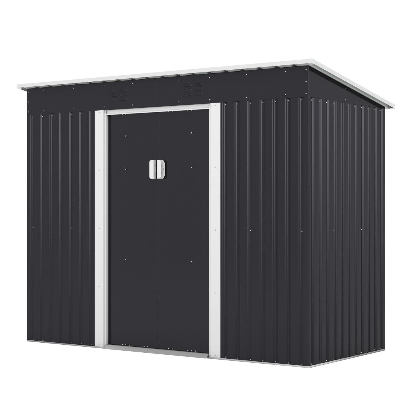 4.2 x 9.1 Ft Outdoor Storage Shed, Metal Tool Shed with Lockable Doors Vents, Utility Garden Shed for Patio Lawn Backyard, Dark Gray