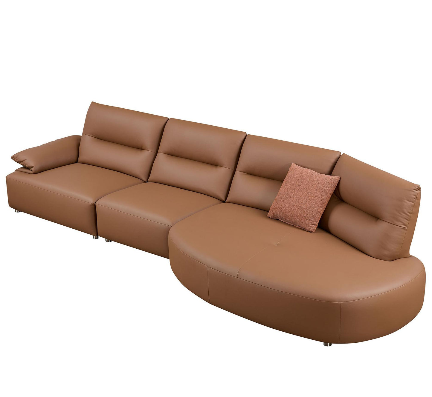 147.24'' Oversied Modern Sectional Curved Shaped Sofa Couch for Living Room,Upholstered 5-Seat Sofa Eco-leather Couch Set,Brown