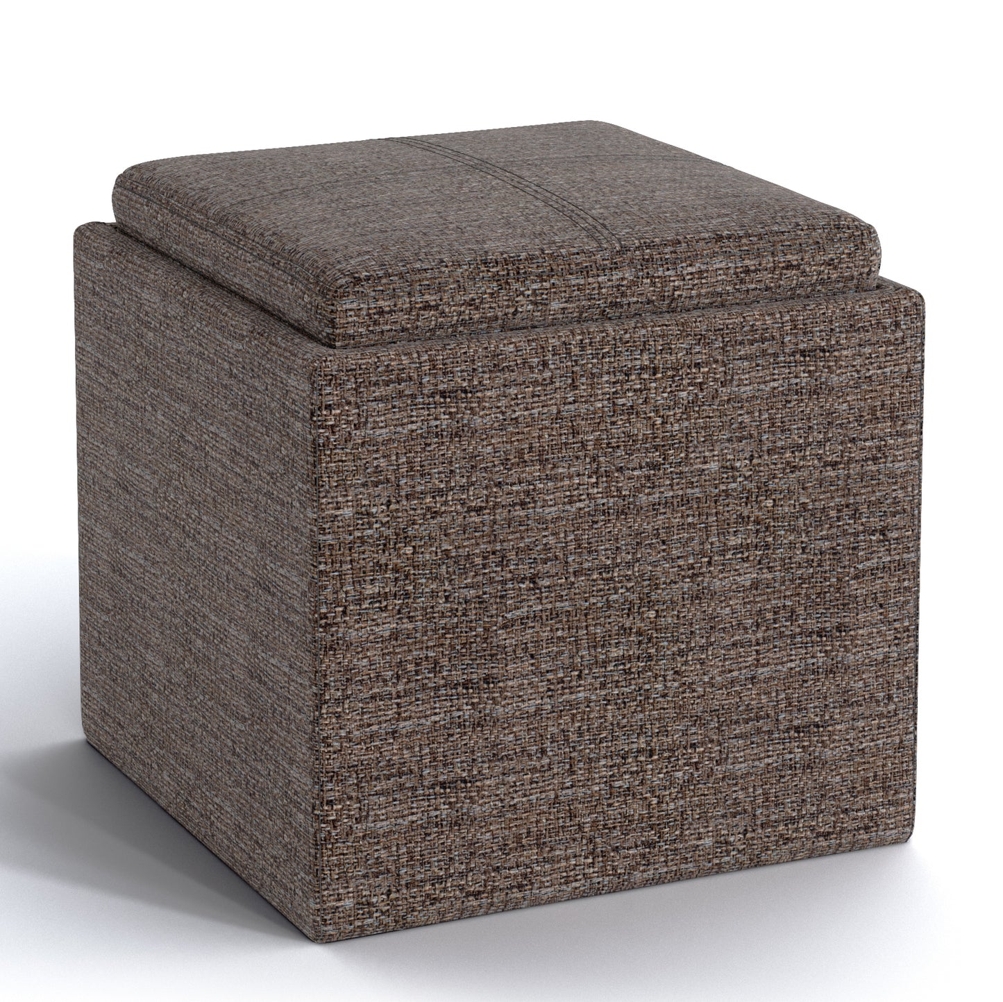 Rockwood - Cube Storage Ottoman with Tray - Mink Brown