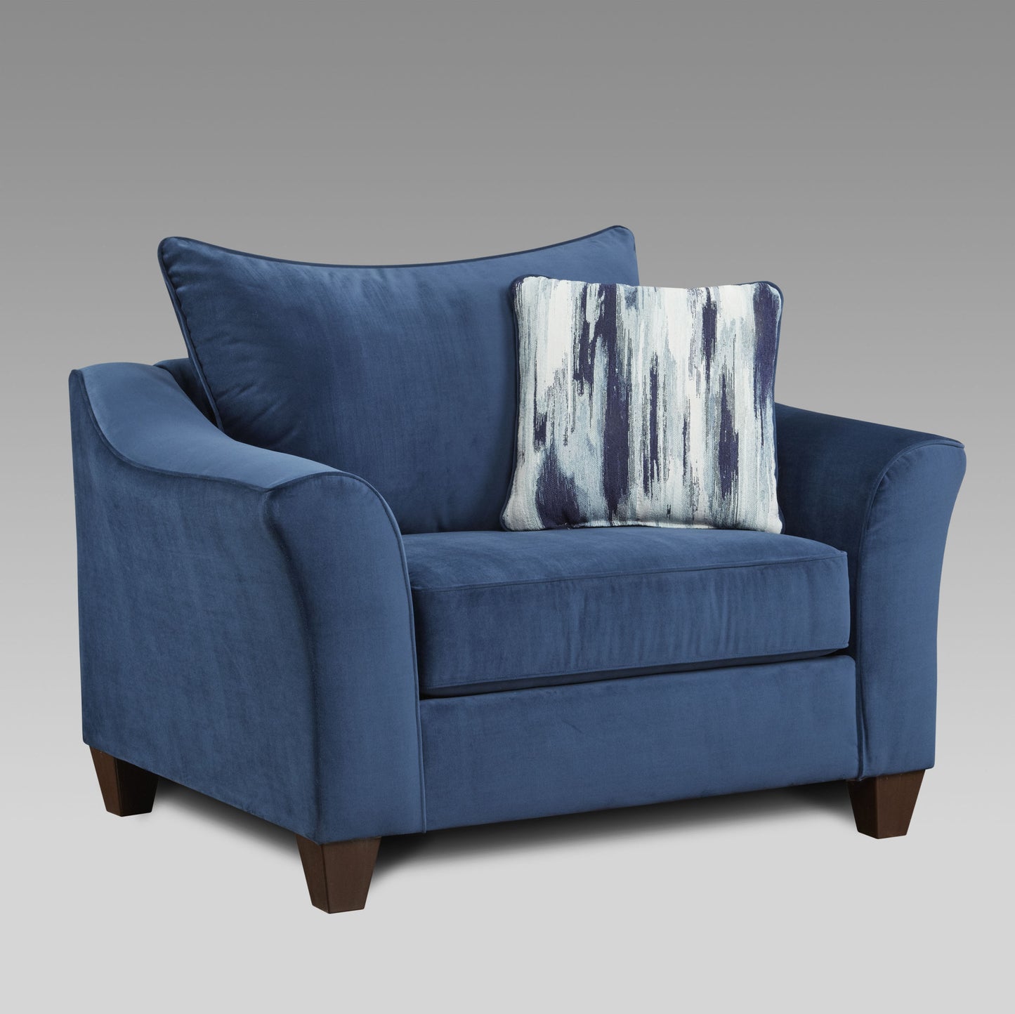 Camero Fabric Pillowback 3-Piece Sofa Set, Navy Blue