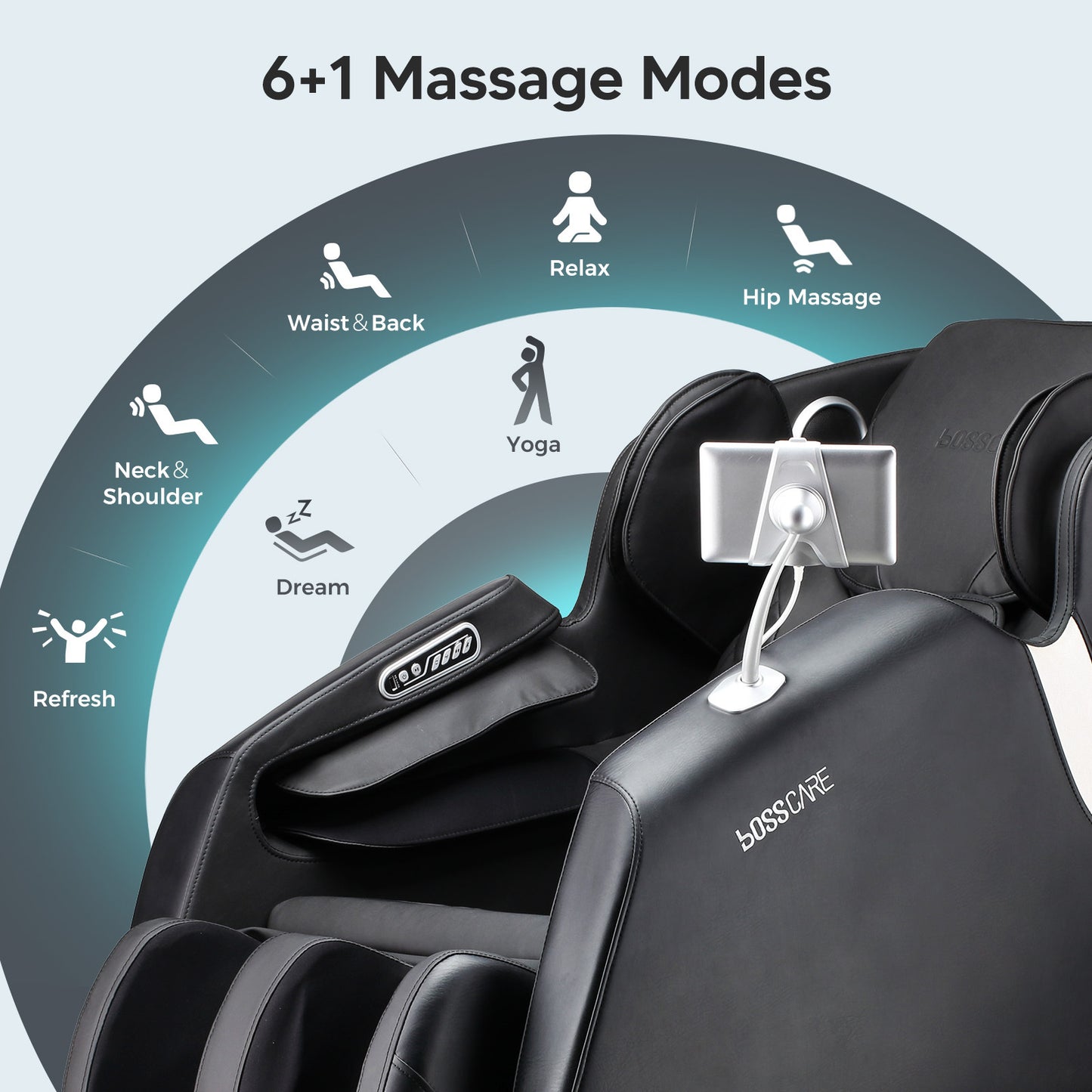 BOSSCARE Massage Full Body Chairs with AI Voice, App Control Zero Gravity Shiatsu Recliner Massage Chair Black