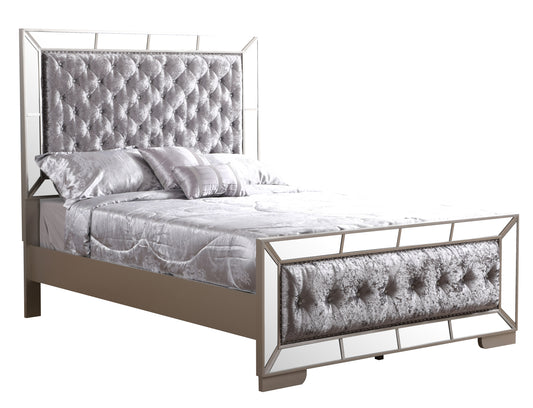 Sleek Silver Champagne Contemporary Bed