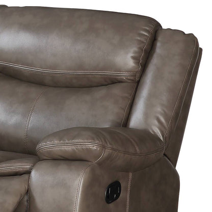 Tavin Taupe Faux Leather Manual Recliner Sectional Sofa w/ Cupholder Console