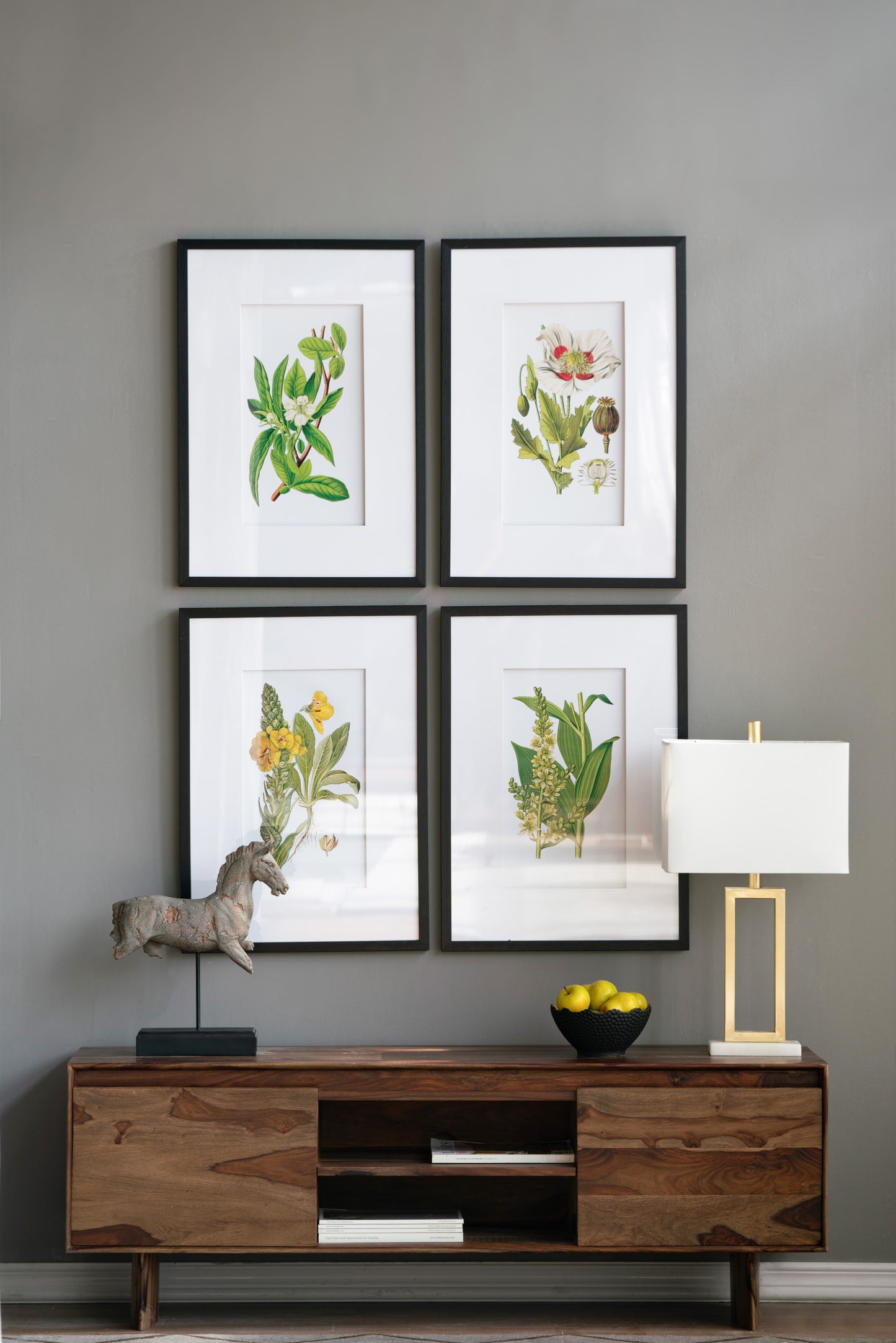 Set of 4 Botanical Flower Wall Art, Home Decor for Living Room, Dining Room, Bedroom, Hallway, 20' x 28'