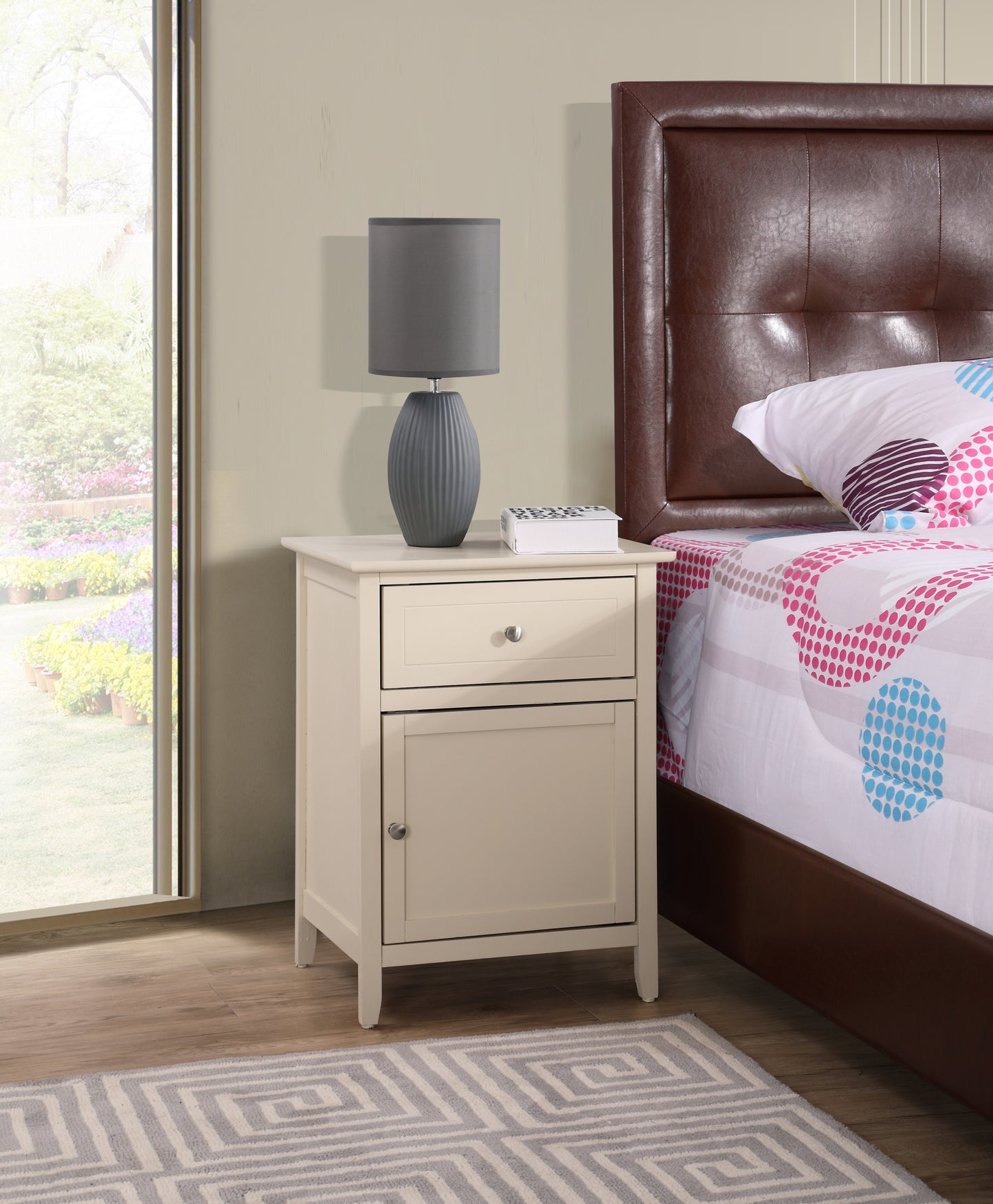 Charming Transitional Nightstand In Beige