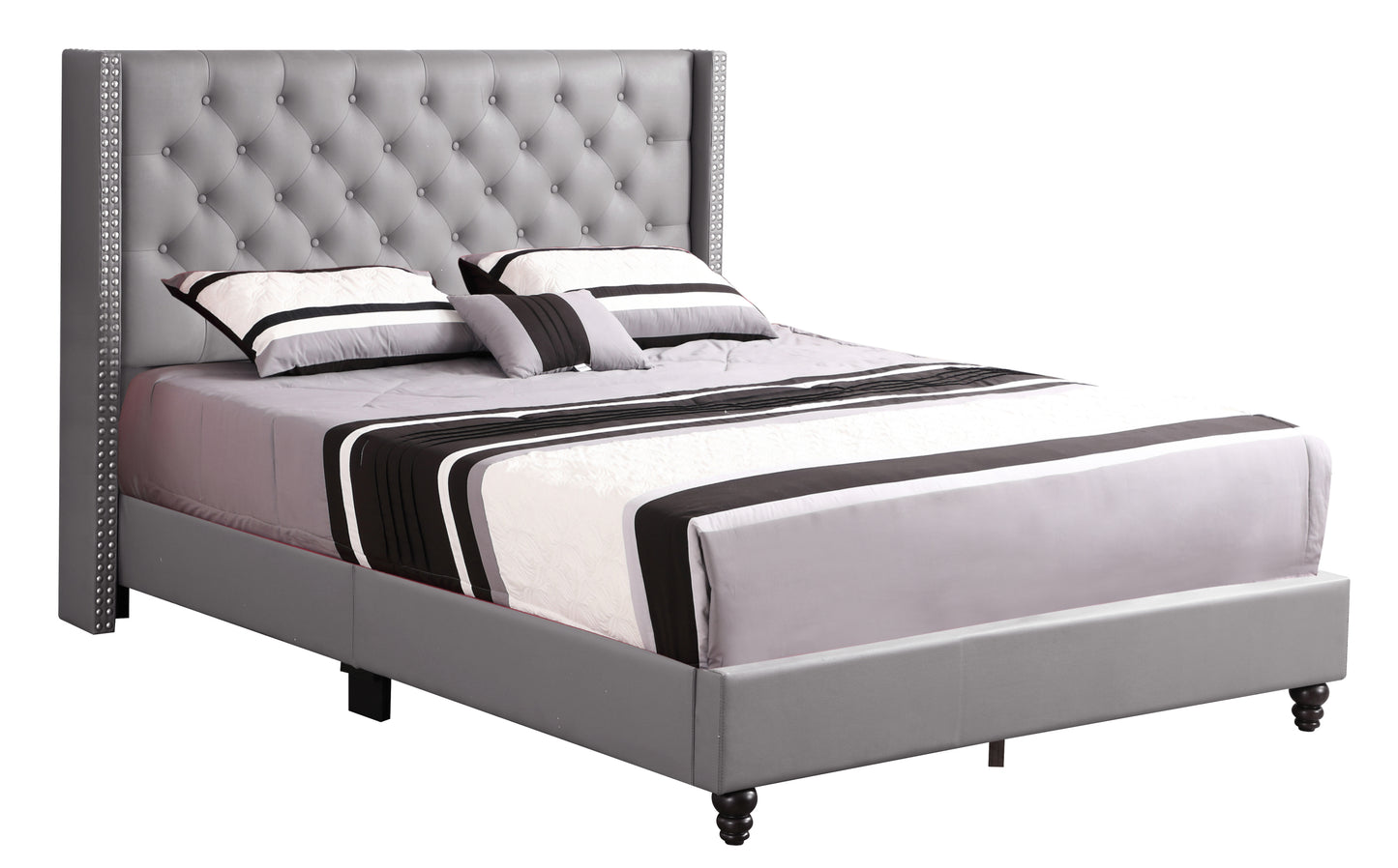 Stylish Light Grey Queen Upholstered Bed