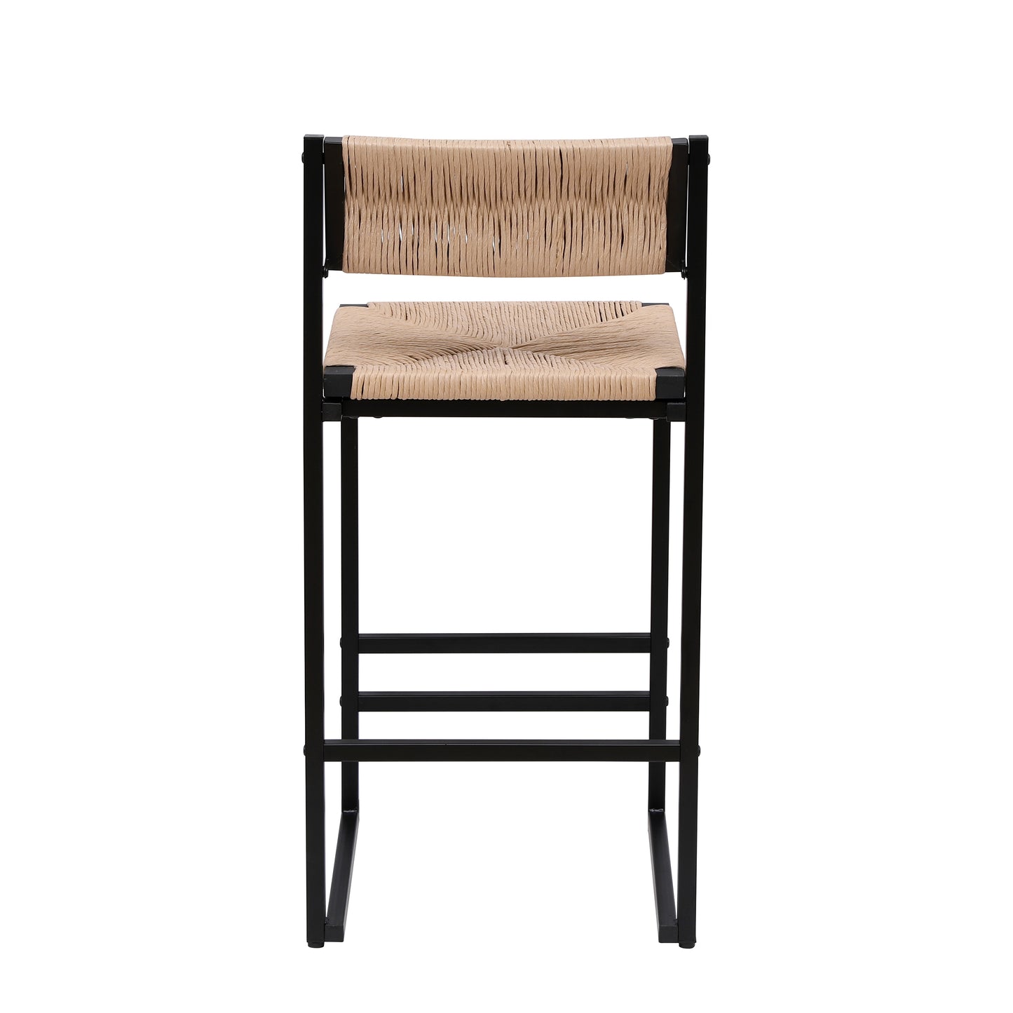 Honey Bar Stools Set of 2 Paper Rope Weave Dining Chairs with Back Hand Weave Stools for Kichen Island, Bar & Counter (Honey)