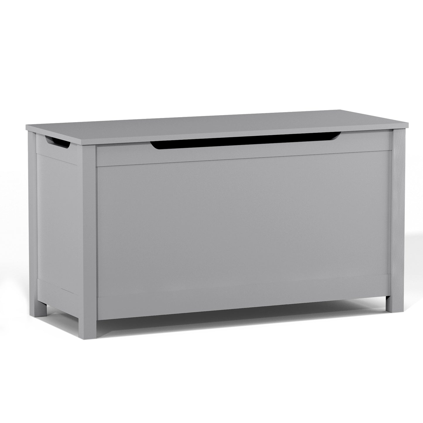 Kids Wooden Toy Box Storage with Safety Hinged Lid for Ages 2+ (Gray)