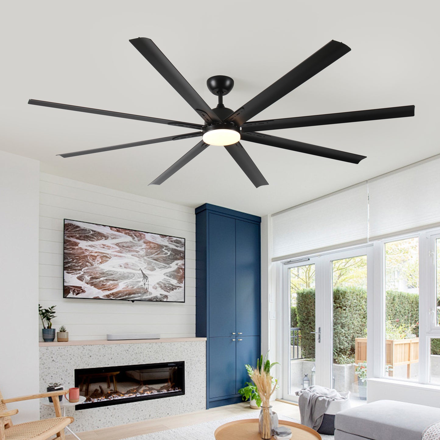 84 In Super Large Black Ceiling Fan with Remote Control