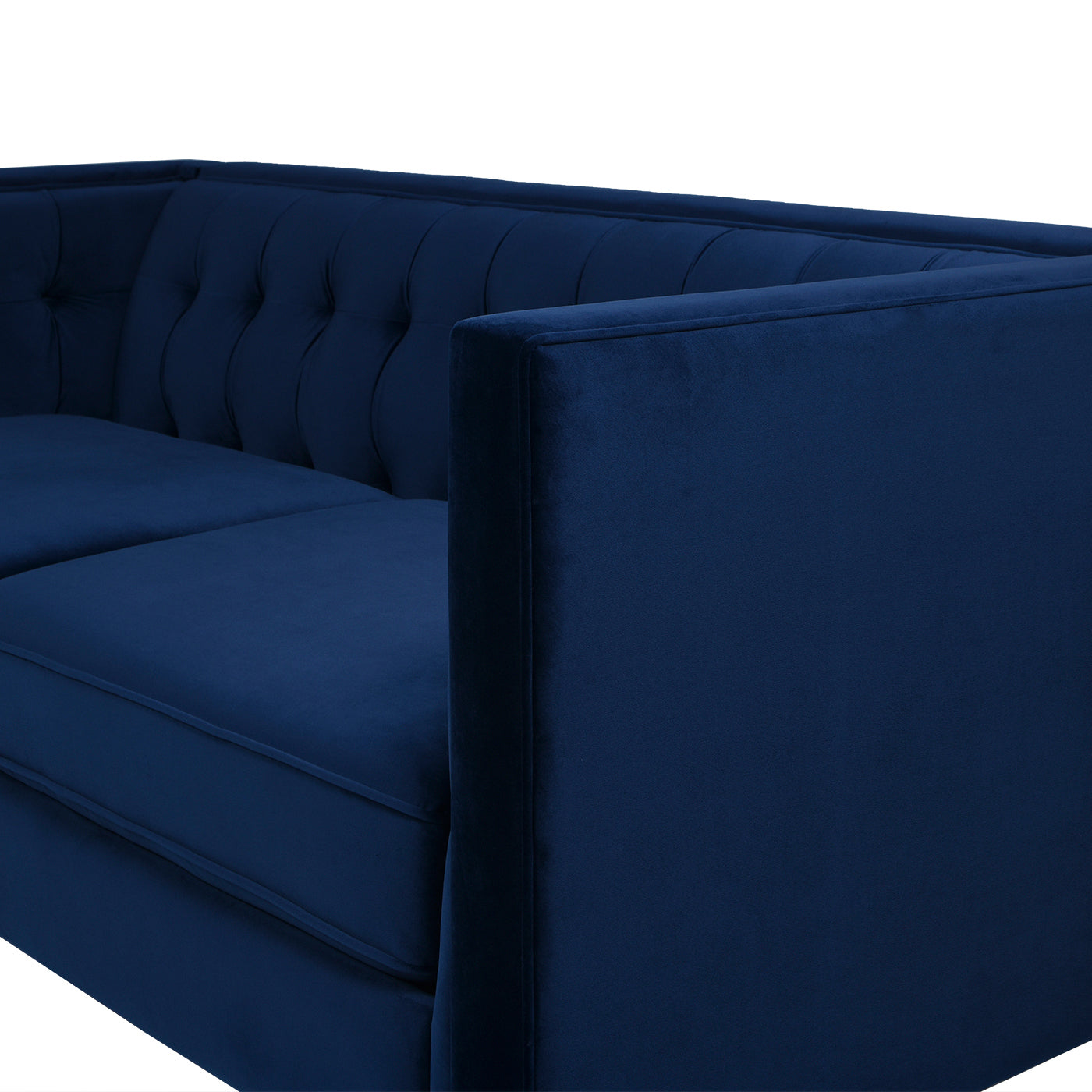 James 74" Modern Tuxedo Sofa, Navy Blue Velvet