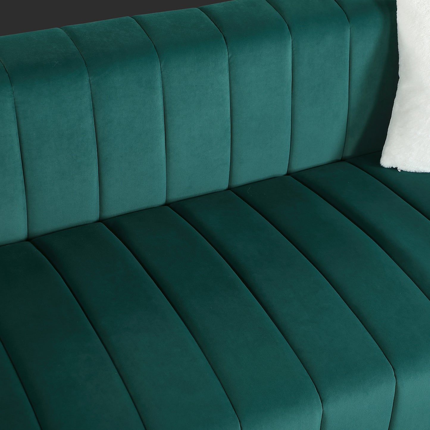 A modern  channel sofa  take on a traditional Chesterfield,Dark Green color,3 Seater