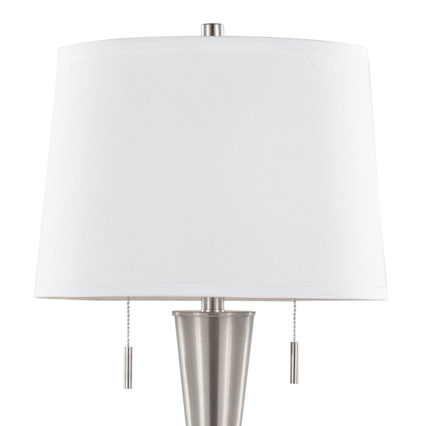 Jules 30.25" Contemporary Metal Table Lamp in Brushed Nickel with White Linen Shade and Built-In USB Port from Grandview Gallery by LumiSource - Set of 2