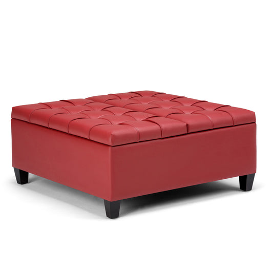 Harrison - Coffee Table Storage Ottoman - Crimson Red