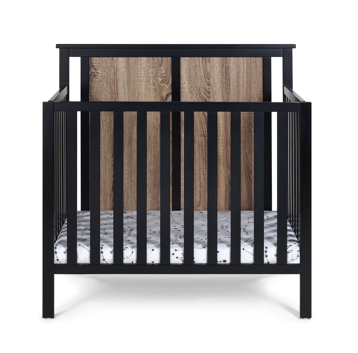 Connelly Mini Crib With Mattress Pad Black/Vintage Walnut