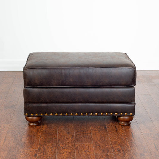 Leinster Faux Leather Upholstered Nailhead Ottoman