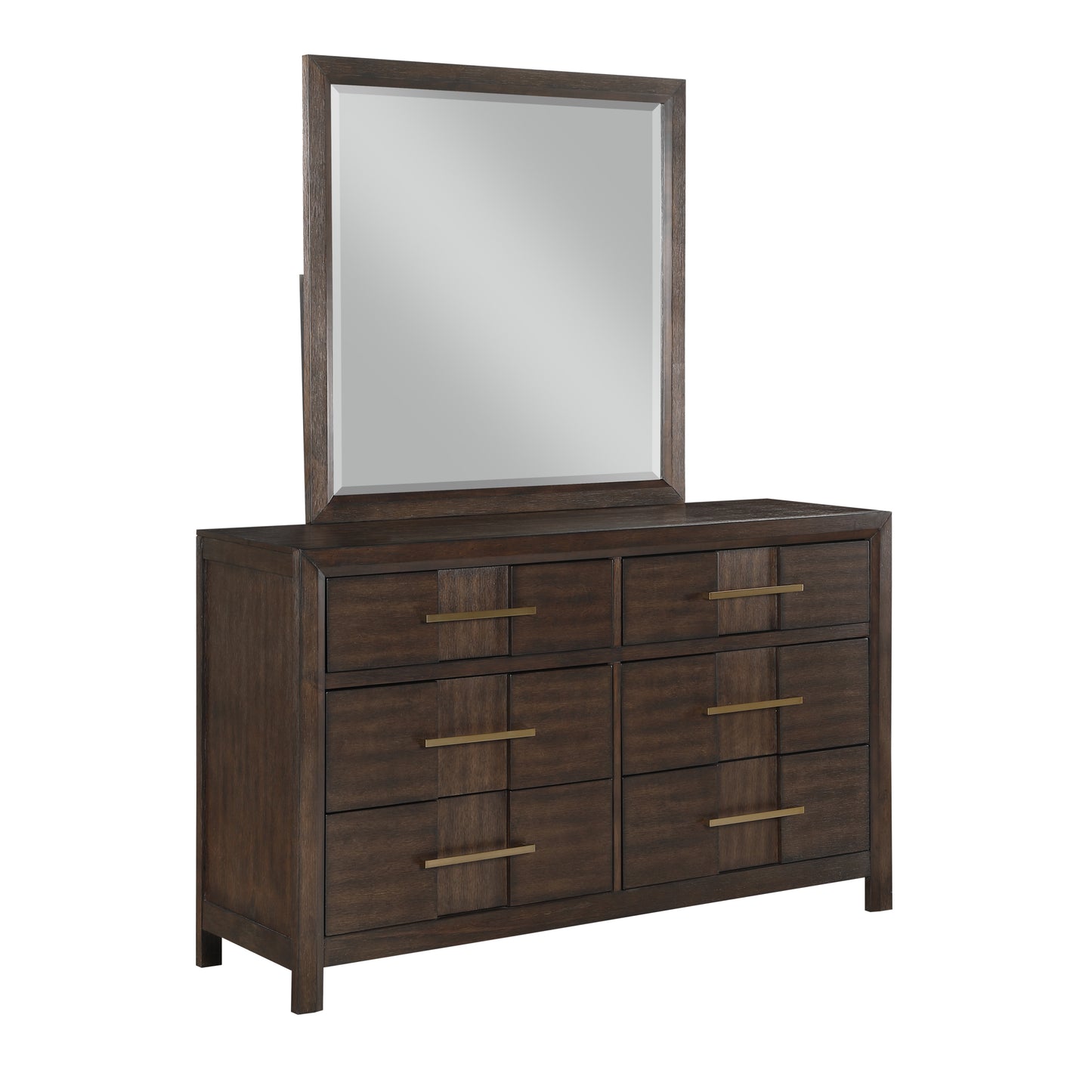 Modern Style 6-Drawer Dresser Made with Wood in Walnut