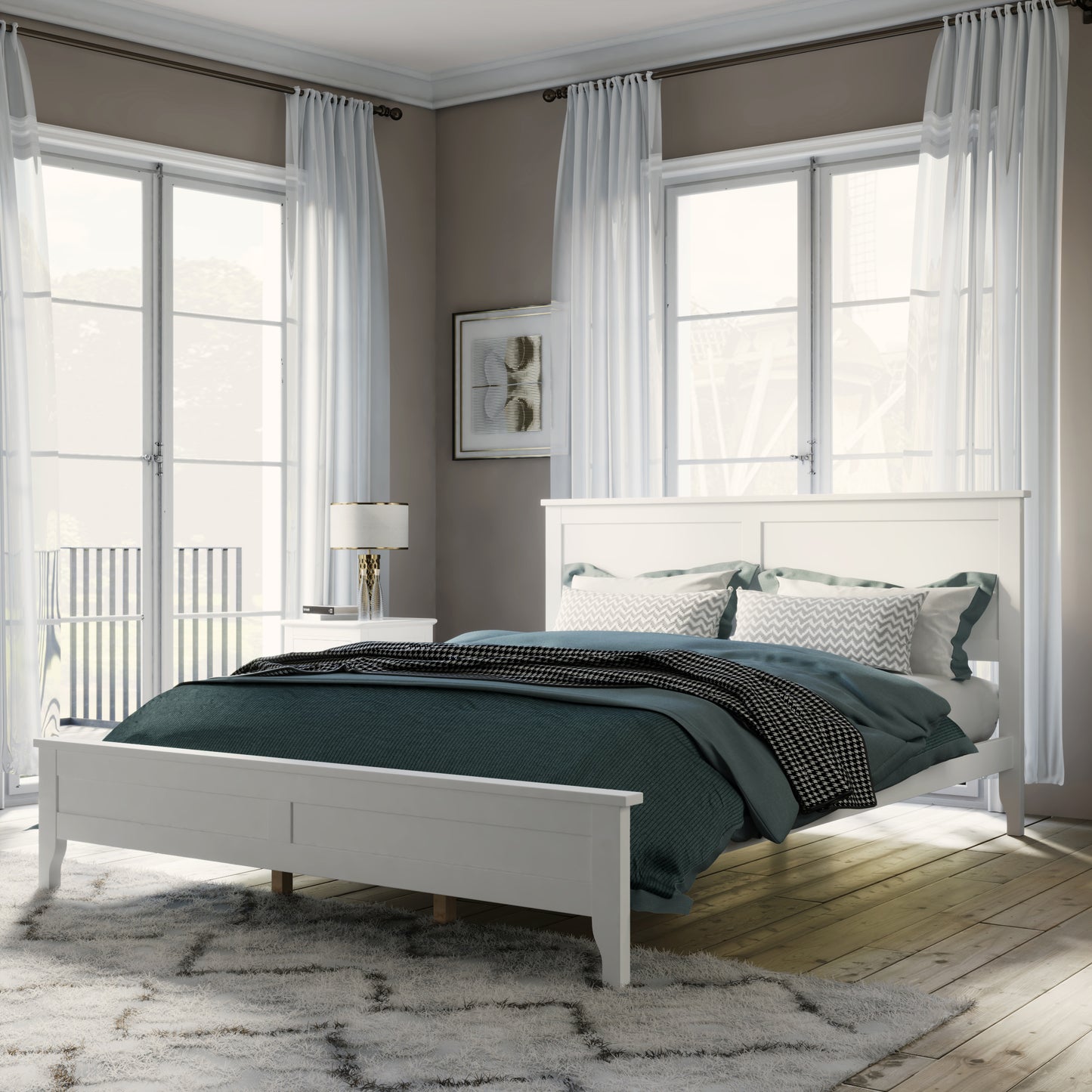 White Solid Wood 5 Pieces Queen Bedroom Sets(bed+nightstand*2+chest+dresser)old sku:BS515101AAK