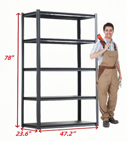 5 Tier Heavy Duty Metal Storage Shelves ,Easy to Assemble ,Adjustable ,Storage Shelves for Basements, Garages and Kitchen, 78 "H*47.2"W*23.6 "D